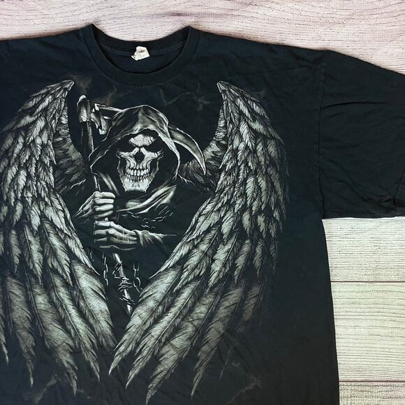 2010 Skeleton Grim Reaper Big Logo T-shirt - Picture 1 of 7